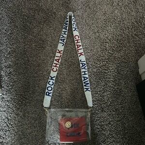 Kansas University RCJH Beaded Purse Strap with Clear Bag